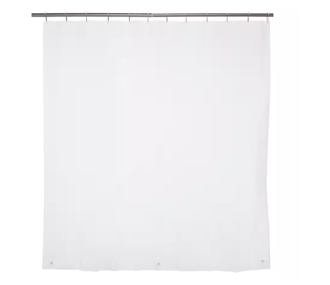 Medium Weight PEVA Shower Curtain Liner and Beaded Roller Ring Set