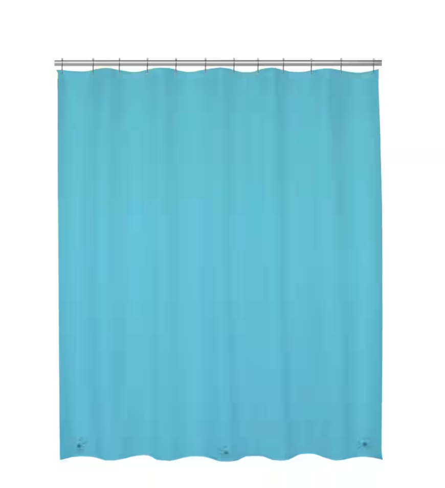 Medium Weight PEVA Shower Curtain Liner and Beaded Roller Ring Set