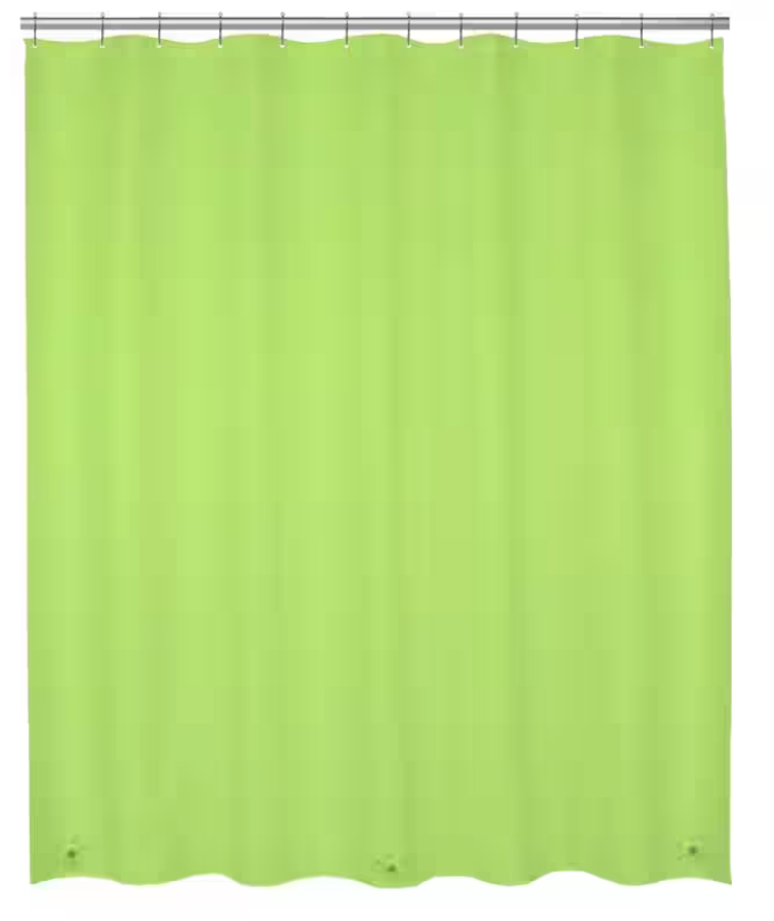 Medium Weight PEVA Shower Curtain Liner and Beaded Roller Ring Set