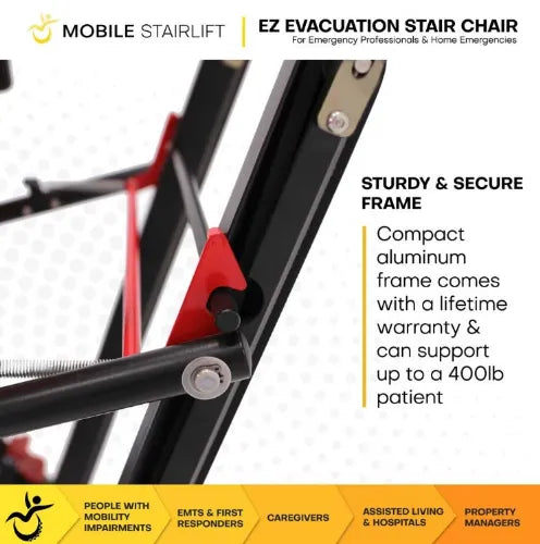 Foldable Evacuation Chair for Stairs - EZ Manual - 400 Pound Weight Capacity