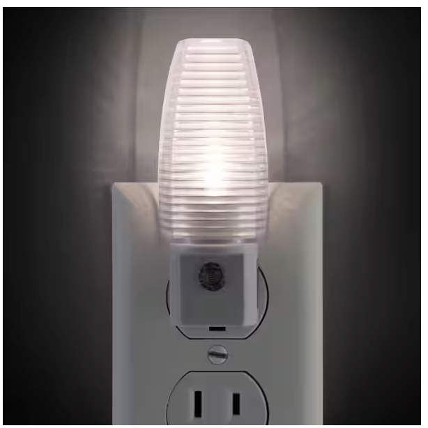 0.5-Watt Plug In Light Sensing Rib Shade Integrated LED Night Light, 4-Pack
