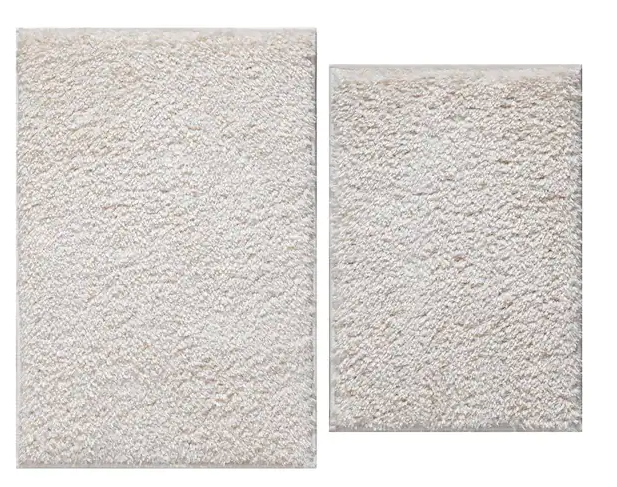 Non-Slip Rubberback Solid Soft Bathroom Bath Mat Set, 2 Piece - 16" x 24"/20" x 30"