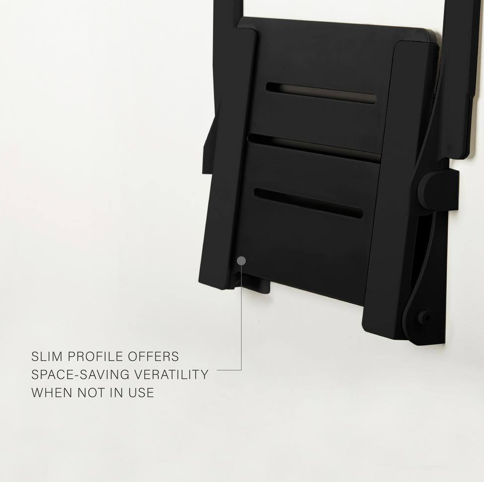 Silhouette Comfort Folding Wall Mount Shower Bench Seat with Arms in Matte Black