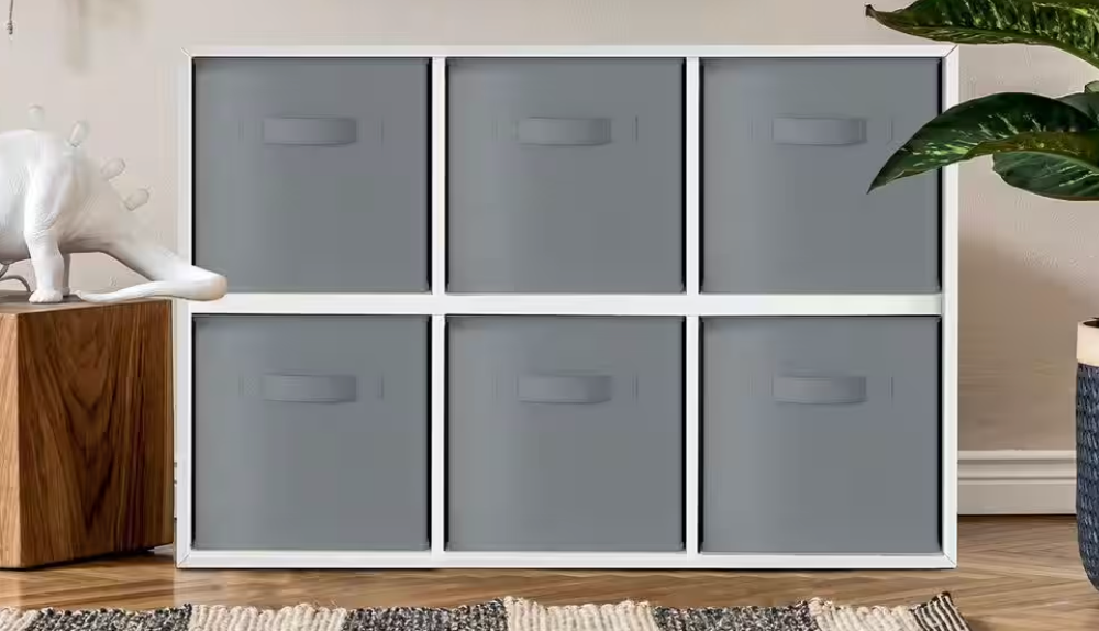 Gray Cube Storage Bin 6 Pack