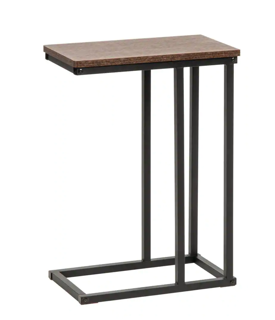 Brown C-Shaped Side Table