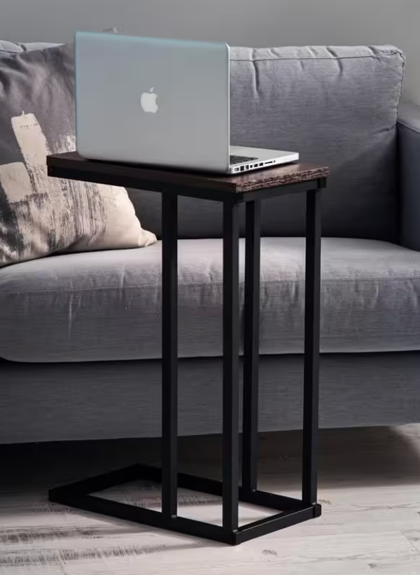 Brown C-Shaped Side Table