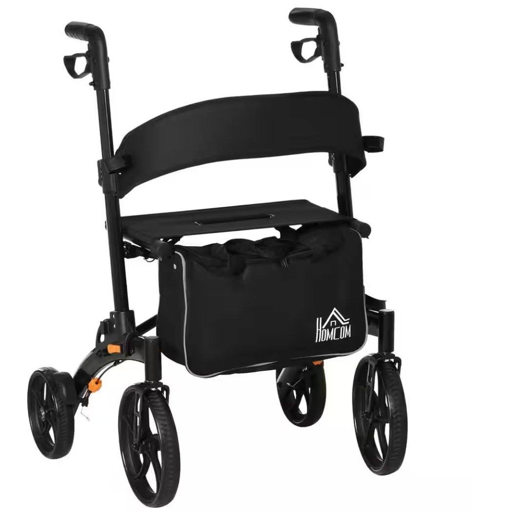 4 Wheel Medical Rolling Walker with Seat & Bag