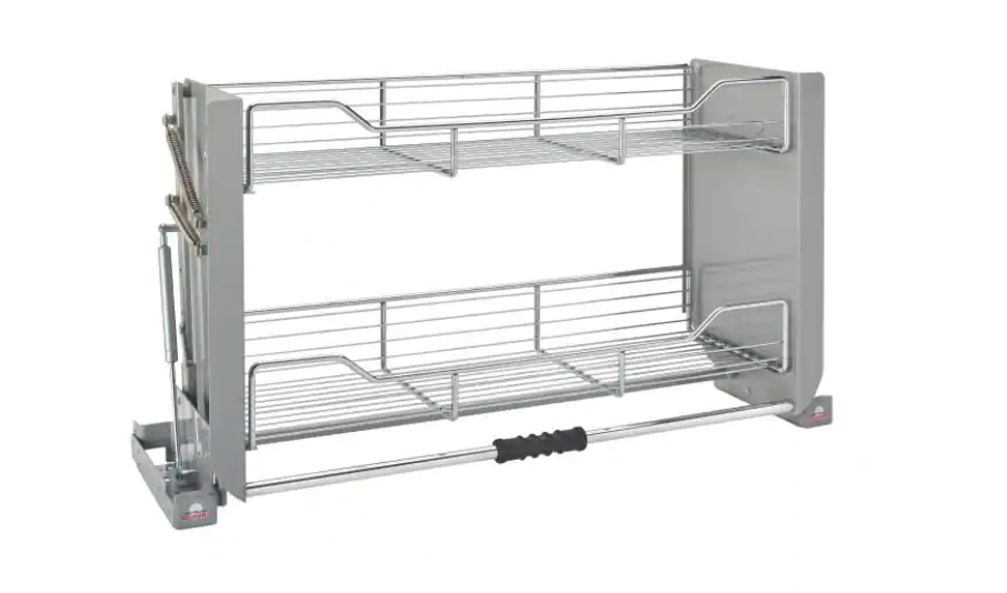 Large Wall Cabinet Pull-Down Shelving System: 18.87"H x 34.25"W x 10.25"D