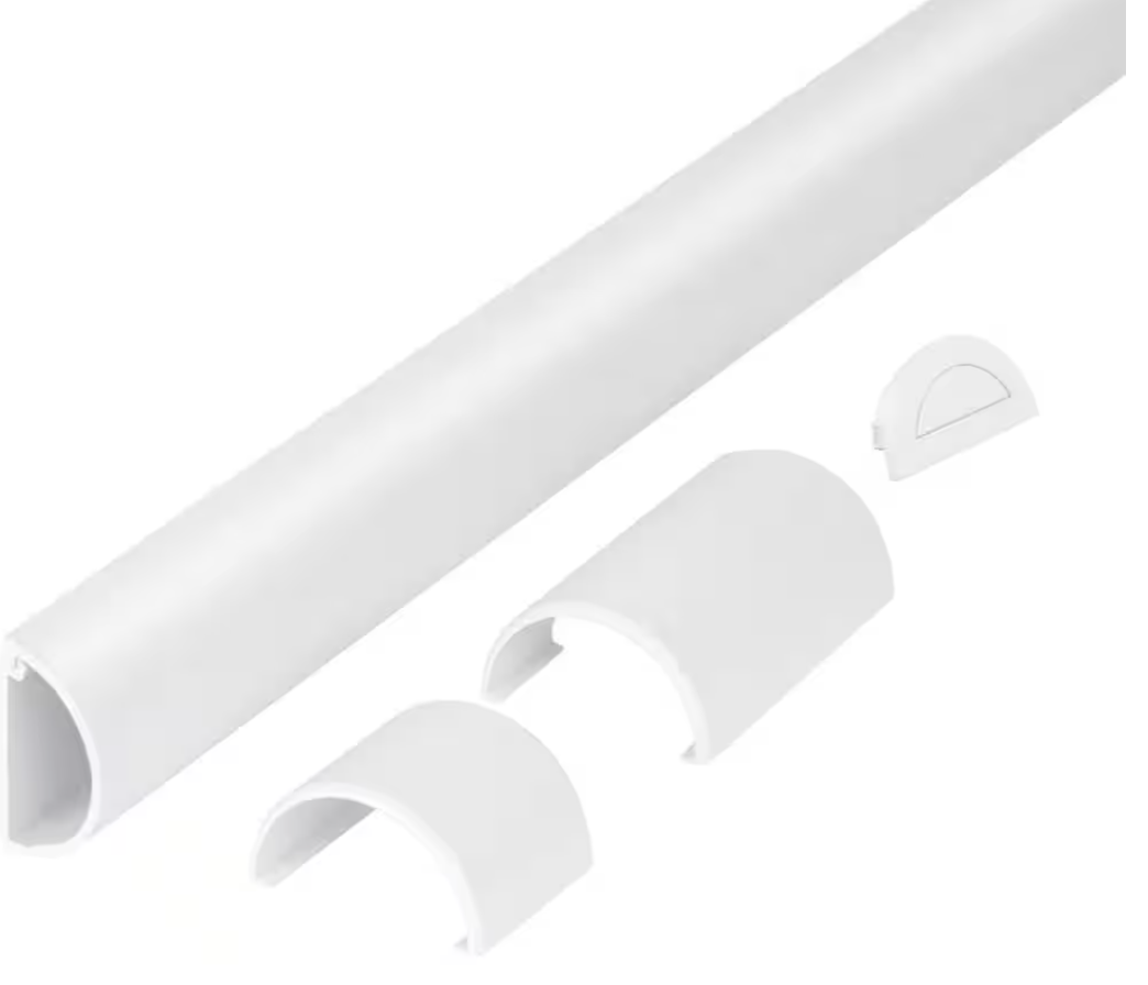 5 ft. 1/2 Round Baseboard Cord Channel, White
