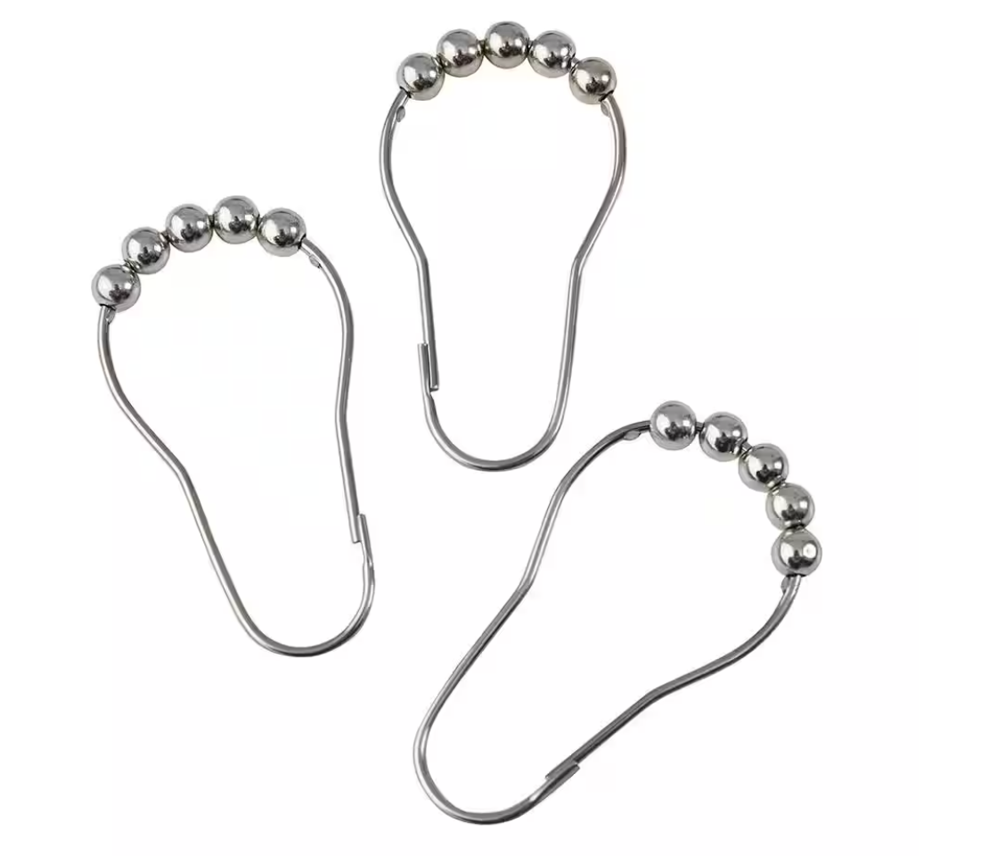 Polyester Shower Curtain Set: Includes waterproof liner and 12 hooks
