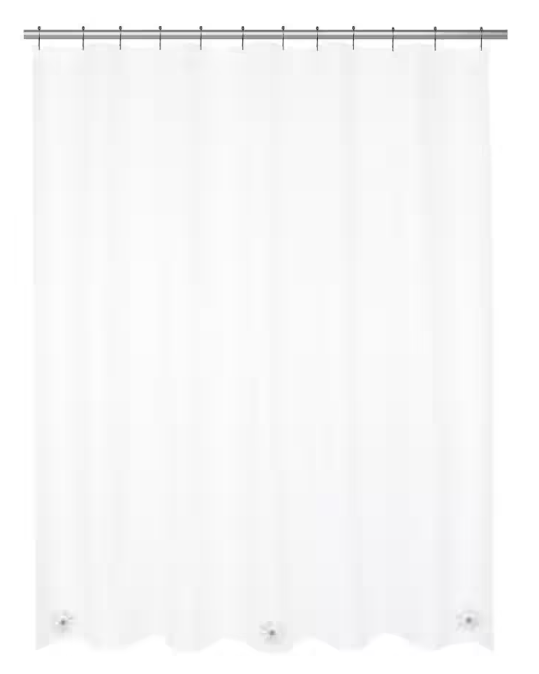 Medium Weight PEVA Shower Curtain Liner and Beaded Roller Ring Set