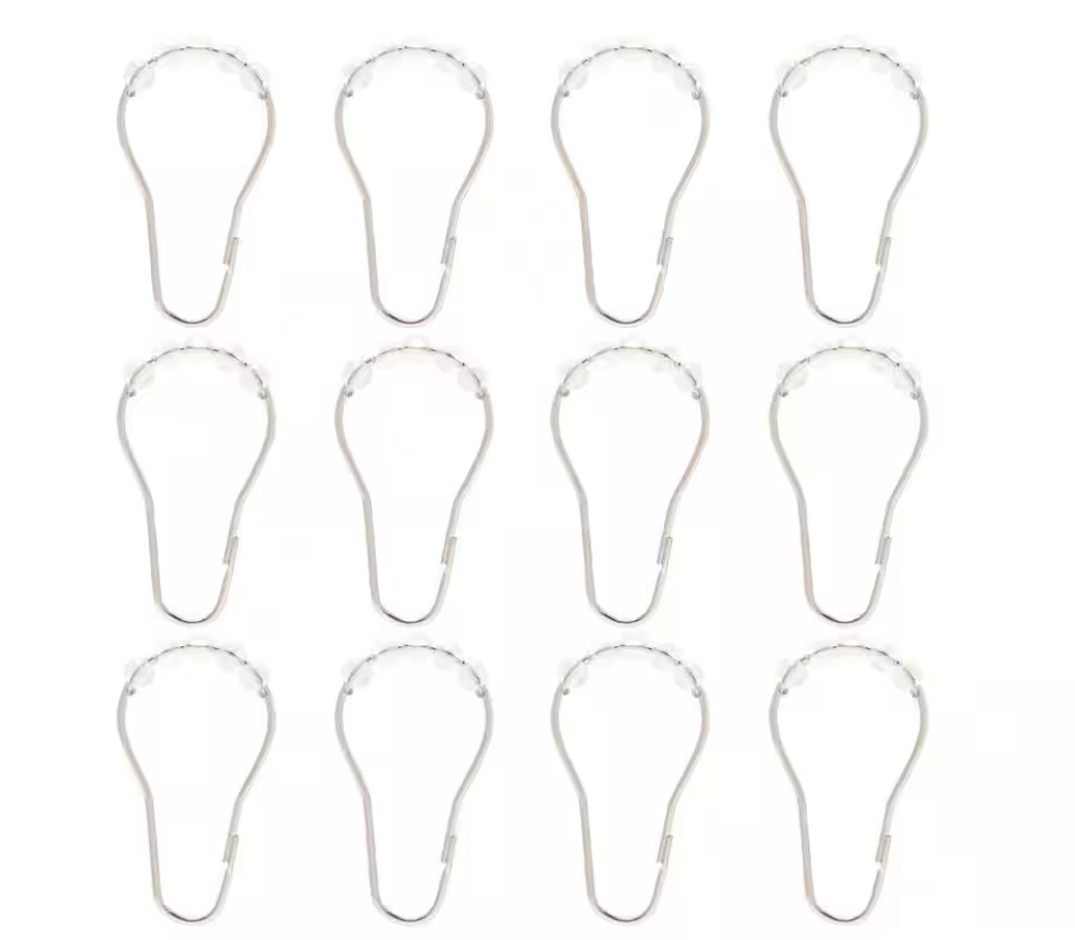 Medium Weight PEVA Shower Curtain Liner and Beaded Roller Ring Set