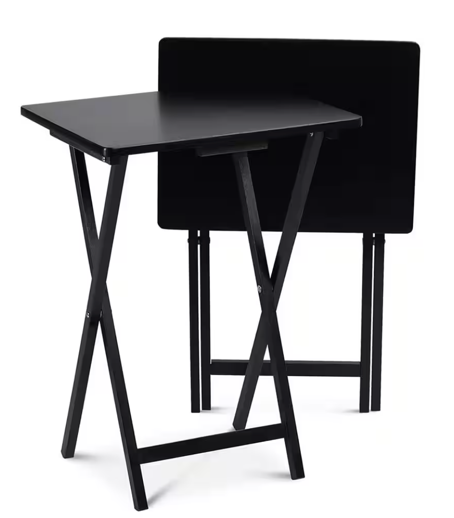 Black Wood Folding Tray Tables