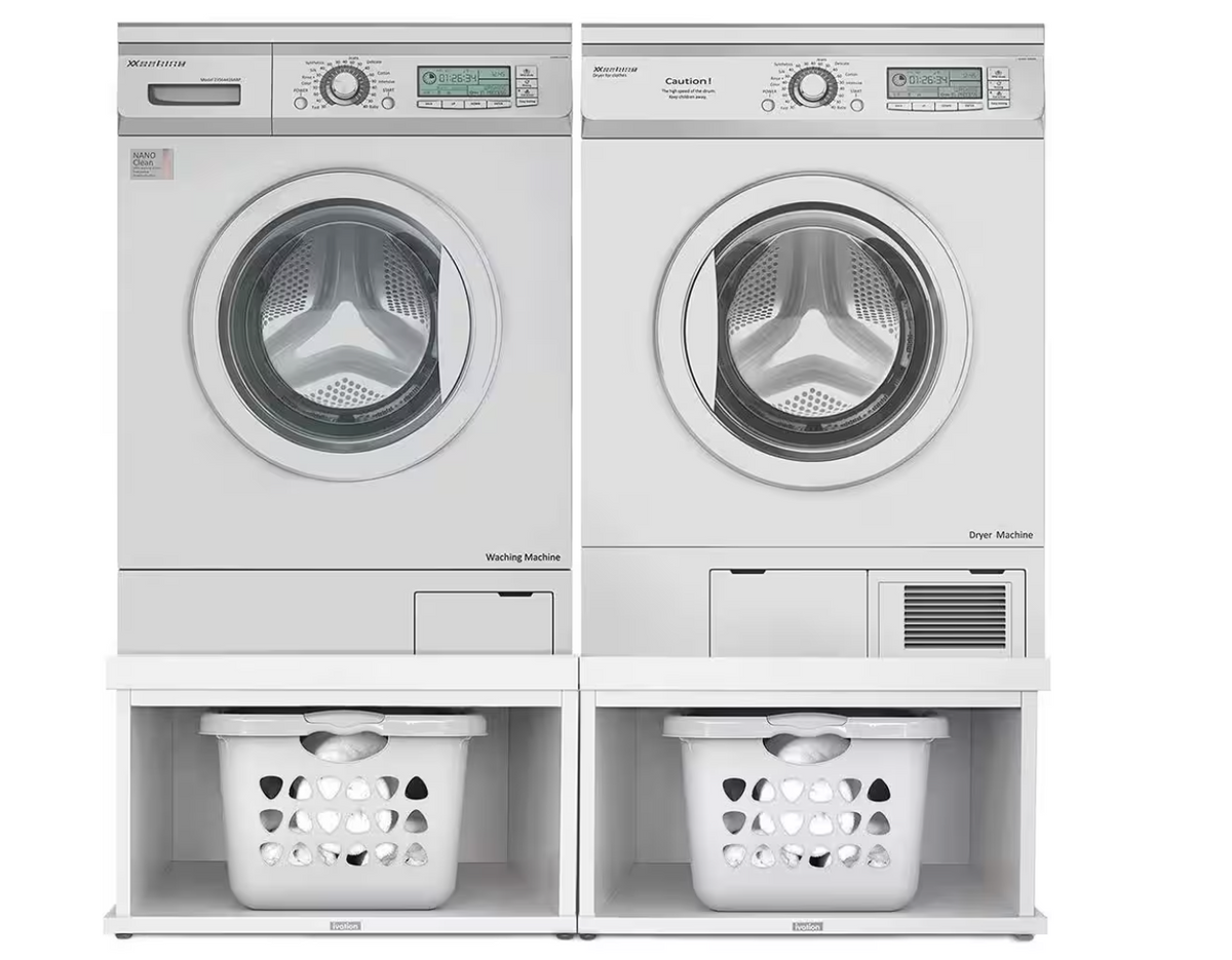 White Wooden Laundry Pedestal, Fits All Machines - 2 Pack