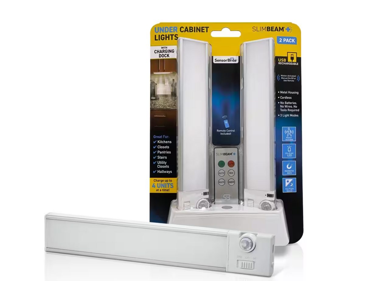 LED Rechargeable Under Cabinet Night Light with Base and Remote (2-Pack)