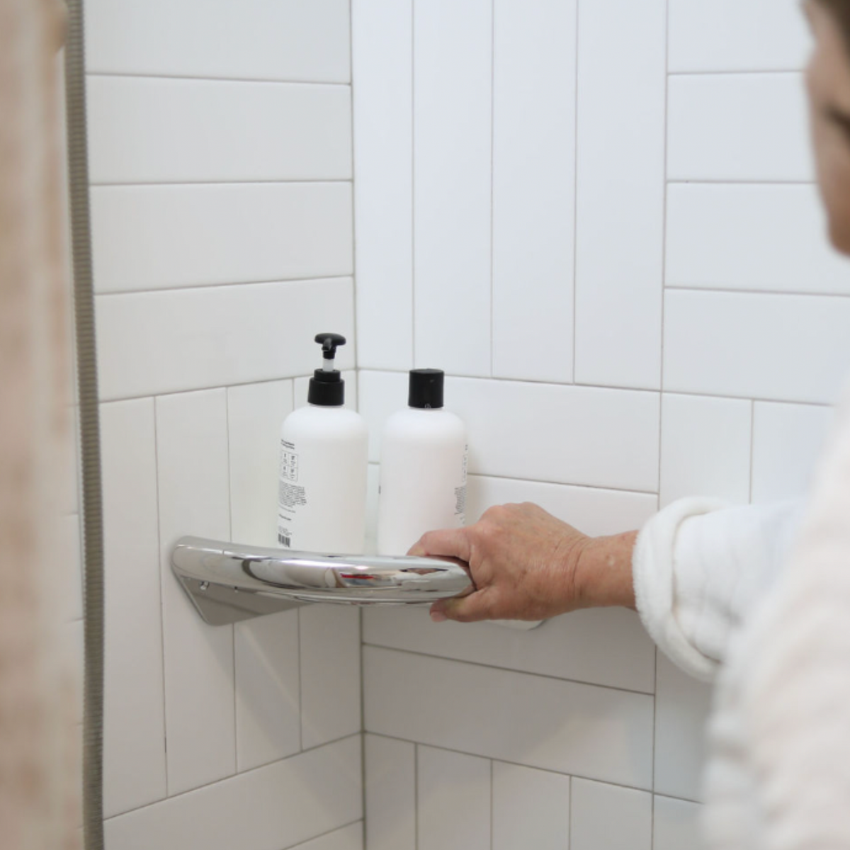 Invisia Curved Corner Shelf Grab Bar