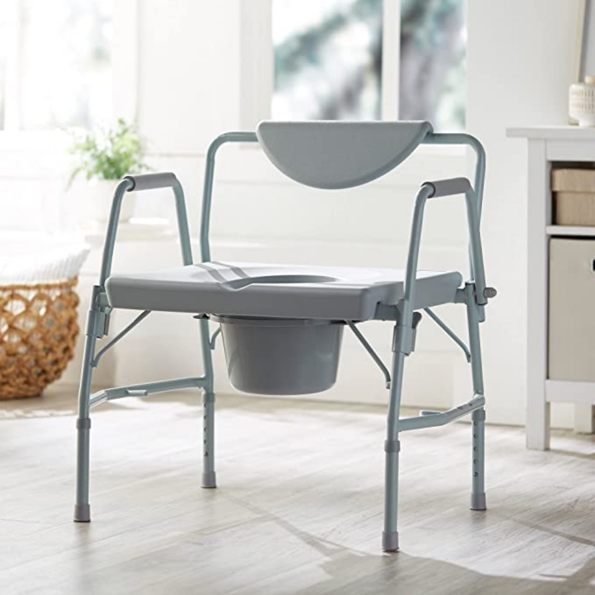 Bariatric Drop-Arm Commode with Padded Backrest