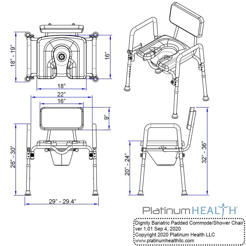 Bariatric Commode with Padded Seats