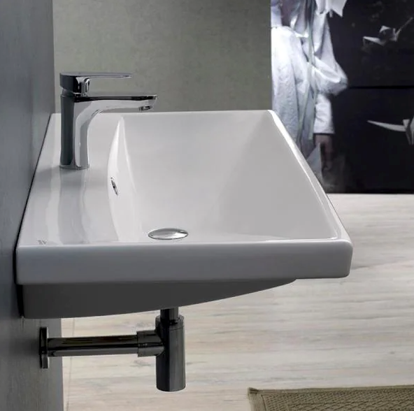 White Wall Mounted Bathroom Sink