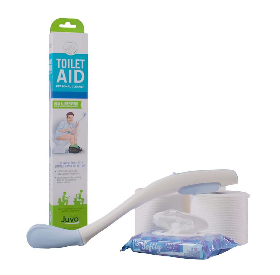 Long Reach Wiping Aid with Hygienic Cover and Easy Squeeze Tissue Release